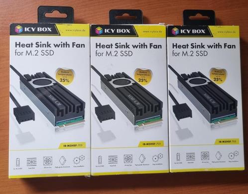 3 Stuks - M.2 Heat Sink met Fan - ICY BOX (IB-M2HSF-703), Computers en Software, Computerkoelers, Gebruikt, Luchtkoeling, Ophalen of Verzenden