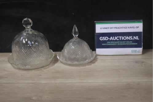 Set van 2 Vintage Kristalglazen Kaasstolpen, Antiek en Kunst, Antiek | Glaswerk en Kristal, Ophalen of Verzenden