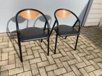 2 zwarte metalen stoelen, Huis en Inrichting, Stoelen, Ophalen, Gebruikt, Zwart
