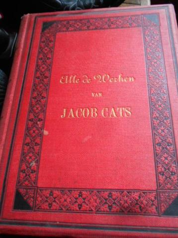 1880, 2 prachtige boeken, jacob cats, alle werken beschikbaar voor biedingen
