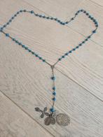 Blauwe paternoster met meerdere medaiillons, Verzamelen, Ophalen of Verzenden