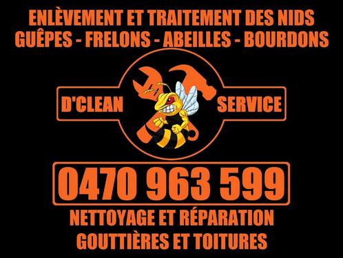 GUÊPES FRELONS NETTOYAGE RÉPARATION GOUTTIÈRES TOITURES, Bricolage & Construction, Tuiles & Revêtements de toit, Enlèvement ou Envoi