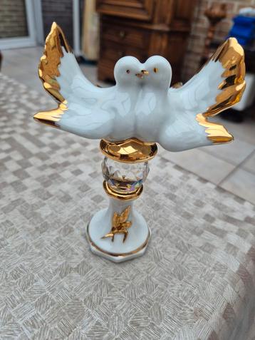 Italianse vintage Capodimonte Swarovski koppel duiven  beschikbaar voor biedingen
