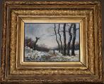 Ecole de Barbizon; Paysage sous la neige; Peinture signée, Enlèvement ou Envoi