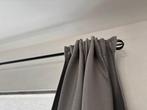 Grijze gordijnen met rails voor 4 ramen, Huis en Inrichting, Ophalen, 200 cm of meer, Zo goed als nieuw, 200 cm of meer