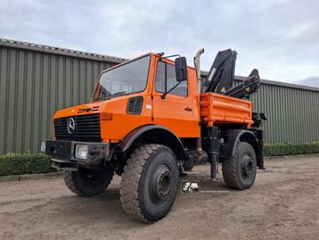 Mercedes-Benz Unimog U1700 met Hiab kraan 965A. beschikbaar voor biedingen