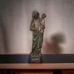 Antieke handgesneden beeld houten kunst Maagd Maria en kind, Ophalen