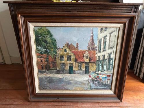schilderij Walplein (Brugge) - kunstschilder M Van Loocke, Antiek en Kunst, Kunst | Schilderijen | Klassiek, Ophalen