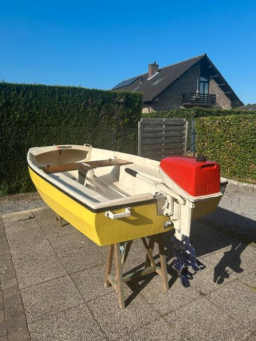 Boot 4,5 pk 4,5 meter buiten boordmoter, Watersport en Boten, Sloepen, Gebruikt, Tot 10 pk, 3 tot 6 meter, Buitenboordmotor, Overige brandstoffen