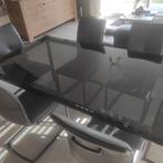 eettafel met glazen blad en ijzer onderstel, Ophalen, Gebruikt