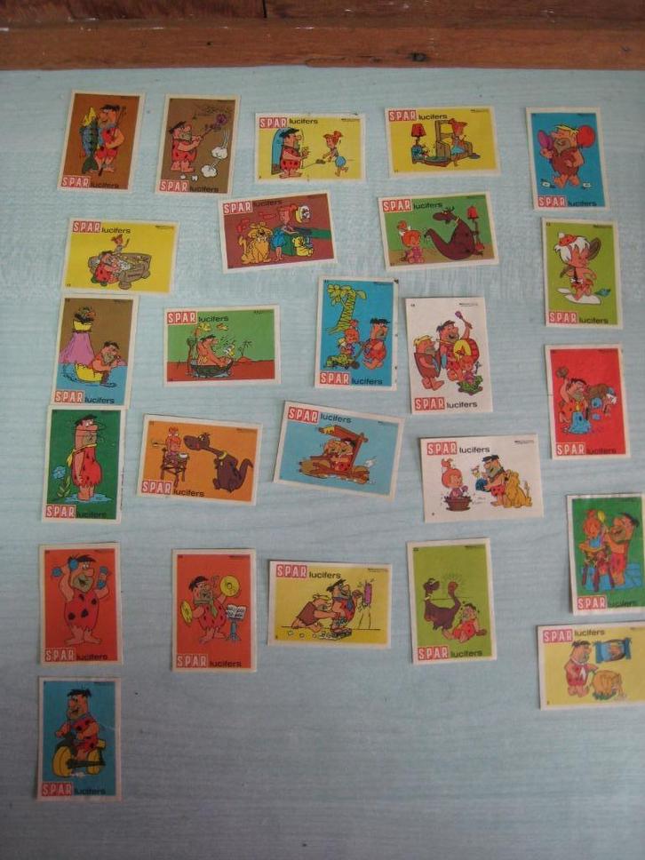lucifersetikettenx 25  The Flintstones SPAR,, Verzamelen, Rookartikelen, Aanstekers en Luciferdoosjes, Gebruikt, Verzenden