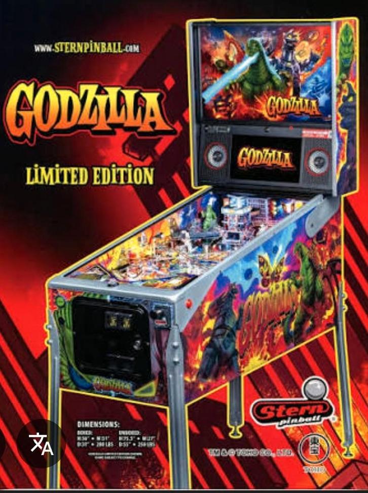 GODZILLA Limited Edition (LE) HUO nieuwstaat 260 plays, Verzamelen, Automaten | Flipperkasten, Zo goed als nieuw, Dot-matrix, Onderdeel of Defecte kast