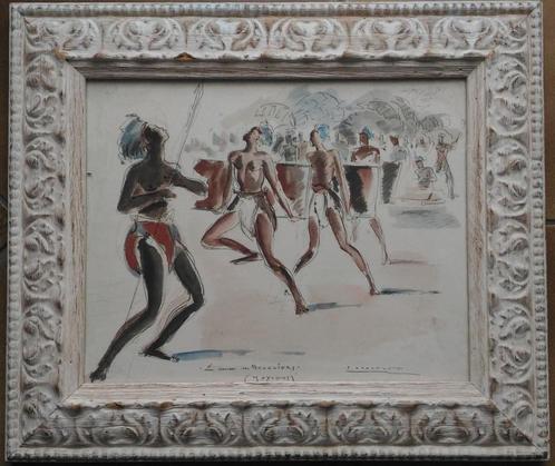 Paul Daxhelet , koppel exotisch werk in pendant, Antiek en Kunst, Kunst | Litho's en Zeefdrukken, Ophalen