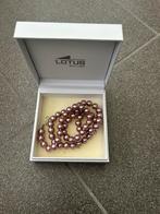 Bruin/paars parel armband en ketting, Overige materialen, Bruin, Ophalen of Verzenden, Zo goed als nieuw