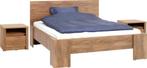 tweepersoonsbed, matras, lattenbodem +  2 nachtkastjes, Ophalen, Bruin, Tweepersoons, 140 cm