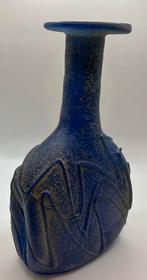 blauwe handgeblazen murano glas vaas met een unieke textuur, Antiek en Kunst, Ophalen of Verzenden