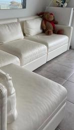 Zetel wit leder met 1pers. Bed en 2 koffers - perfecte staat, Ophalen, 250 tot 300 cm, Hoekbank, Zo goed als nieuw