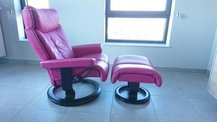 Fauteuil relax stressless modèle MAGIC couleur fushia, Maison & Meubles, Fauteuils, Bois, Enlèvement
