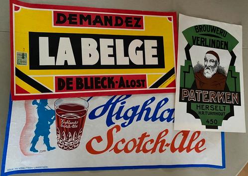 3x oude affiche brouwerij DE BLIECK Aalst VERLINDEN Herselt, Verzamelen, Biermerken, Gebruikt, Reclamebord, Plaat of Schild, Ophalen of Verzenden