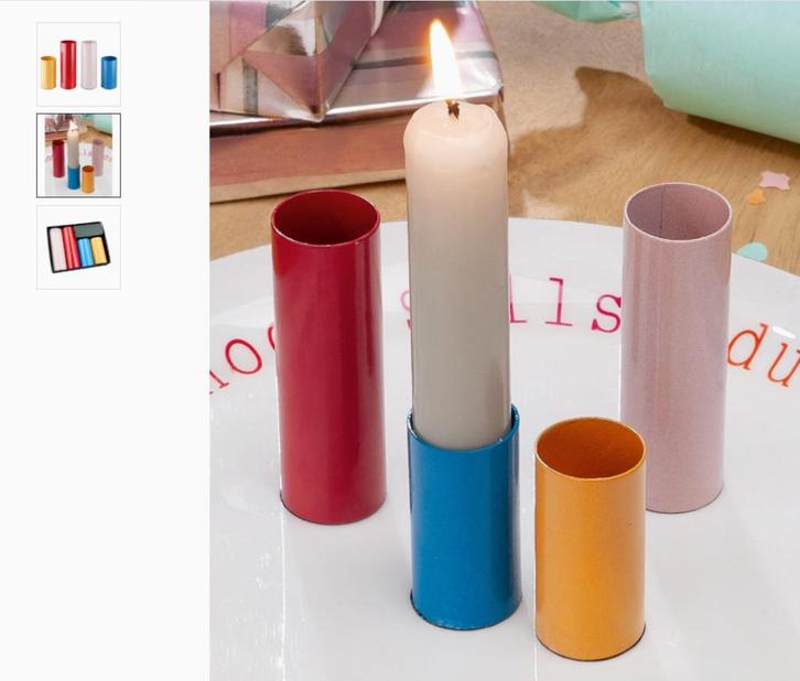 Set van 4 metalen kaarsenhouders brengt kleur en vrolijkheid, Huis en Inrichting, Woonaccessoires | Kandelaars en Kaarsen, Nieuw