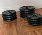 Set van 24 kg gietijzeren schijven, Enlèvement, Utilisé, Plaques d'haltères