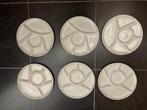 6 stuks porseleinen fondue/gourmet bord 6-vaks rond 23 cm, Huis en Inrichting, Keuken | Servies, Ophalen of Verzenden, Zo goed als nieuw