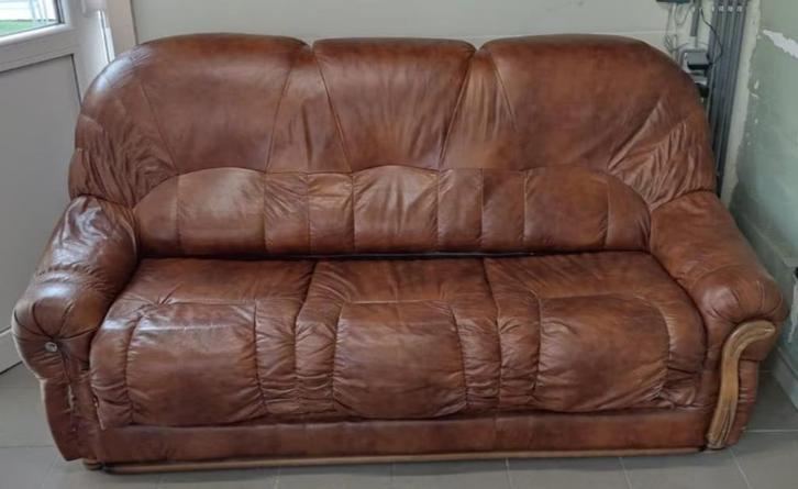 Lederen zetelbed – comfortabel en praktisch!, Huis en Inrichting, Fauteuils, Gebruikt, Leer, 125 cm of meer, 150 cm of meer, Ophalen