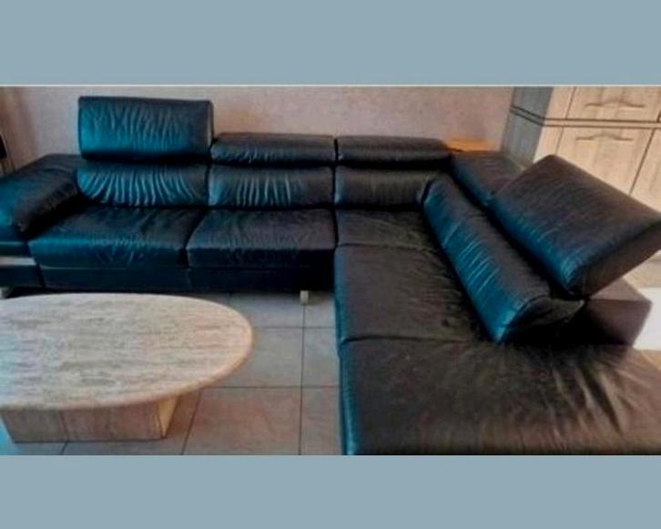 Mooie en kwaliteitsvolle echt lederen hoeksalon, Maison & Meubles, Canapés | Salons, Cuir, Enlèvement