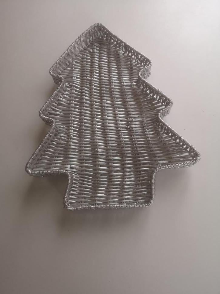 Zilverkleurige schotel kerstboomvorm, Diversen, Kerst, Ophalen of Verzenden