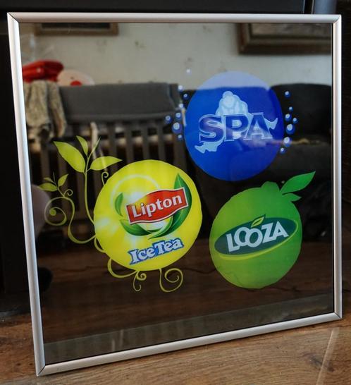Lichtreclame spiegel Spa, Lipton Ice Tea en Looza, Verzamelen, Merken en Reclamevoorwerpen, Ophalen of Verzenden