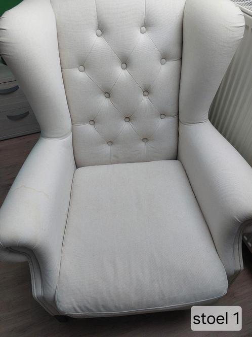 2 fauteuils gebroken wit., Huis en Inrichting, Fauteuils, Gebruikt, Ophalen