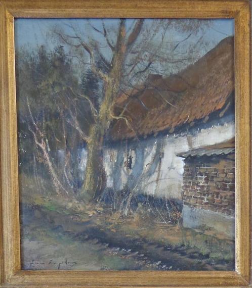 LEON ENGELEN / HUISJE IN HET BOS / OLIEVERF DOEK / 70x65cm, Antiek en Kunst, Kunst | Schilderijen | Klassiek, Ophalen