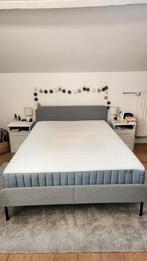 Lit IKEA deux places et matelas 140 x 200, Maison & Meubles, Gris, Enlèvement, 200 cm, Deux personnes