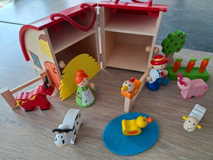 Houten draagbare boerderij, Kinderen en Baby's, Speelgoed | Poppenhuizen, Gebruikt, Accessoires, Ophalen