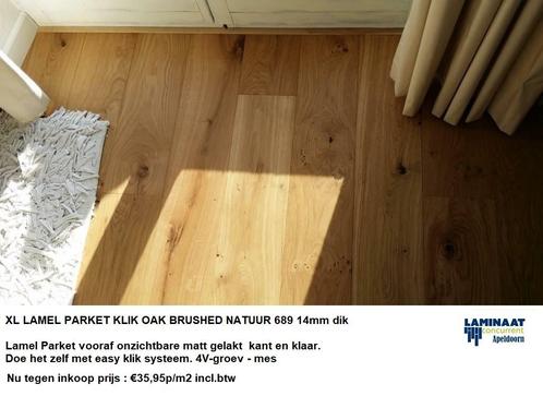 Meerdere Lagen Lamel Parket Klik Oak Brushed Natuur 689 14mm, Huis en Inrichting, Stoffering | Vloerbedekking, Nieuw, Parket, Bruin