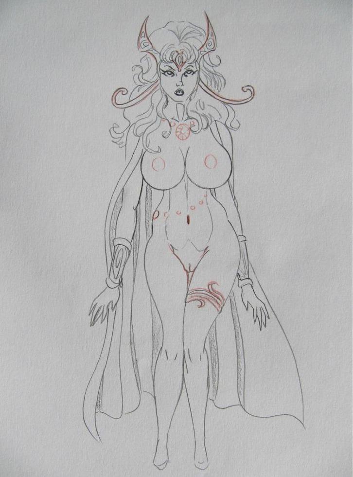 Deja Thoris originele zwart/kleur inkttekening - Siriguana, Antiek en Kunst, Kunst | Tekeningen en Fotografie, Verzenden