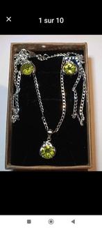 Sterling zilveren set met natuurlijke peridot, Handtassen en Accessoires, Kettingen, Nieuw, Ophalen of Verzenden, Met edelsteen