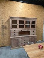 Mooie massief teakhouten buffetkast/vitrinekast 220cm., Huis en Inrichting, Ophalen, Gebruikt