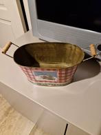 Mand in oude staallook met sneeuwmotief, Huis en Inrichting, Ophalen of Verzenden, Mand