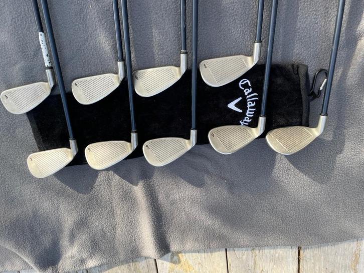 Club de golf : 9 Fer + 1 Drive + 2 bois, Sport en Fitness, Golf, Gebruikt, Club, Callaway, Ophalen