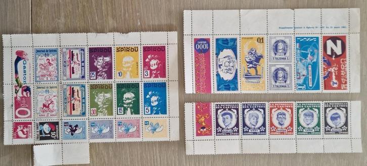 30 faux timbres Spirou -supplément au Spirou du 29 juin 1961, Verzamelen, Stripfiguren, Zo goed als nieuw, Plaatje, Poster of Sticker