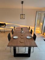 Eerste keuze eiken eettafel met metalen onderstel, Huis en Inrichting, Ophalen
