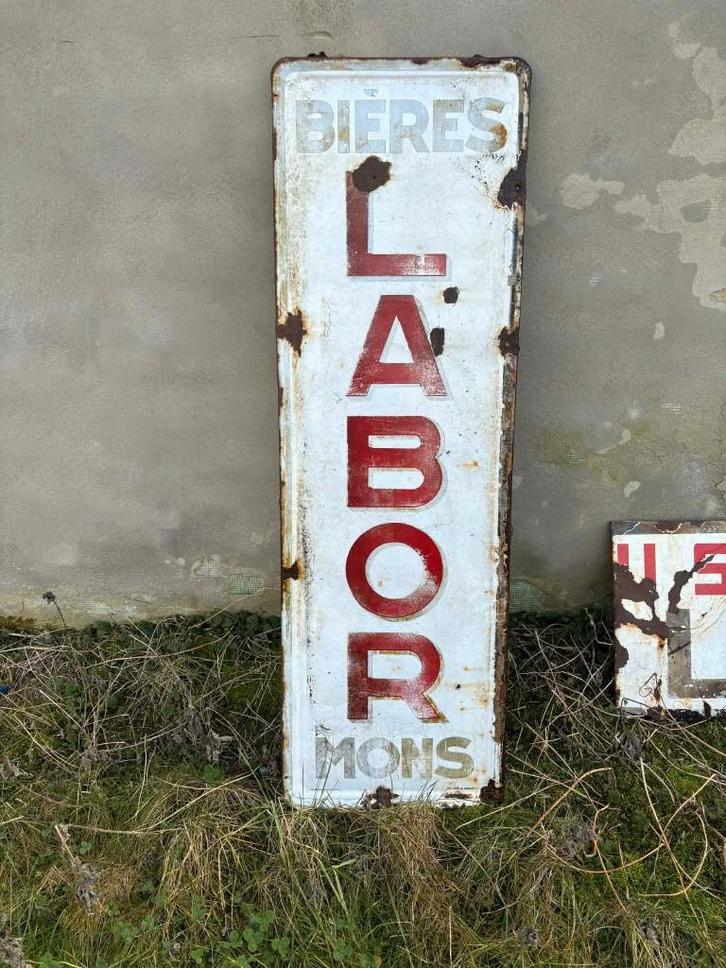 Plaque émaillée LABOR vintage  bière de Mons, Collections, Marques & Objets publicitaires, Enlèvement