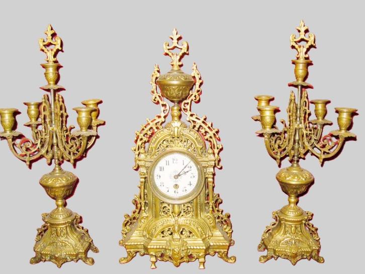 Garnituur klok periode 1840-1850 Cartel, Antiek en Kunst, Antiek | Klokken, Ophalen