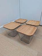 4 voorraad potten met houten deksel, Ophalen, Zo goed als nieuw