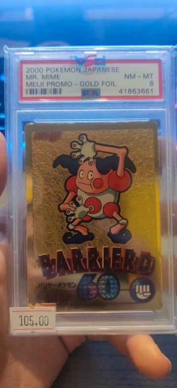2000 Pokémon Japanese MR. MIME MEIJI PROMO GOLD FOIL PSA 8 beschikbaar voor biedingen