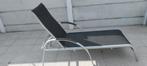 Ligbed aluminium met verstelbare rugleuning grijs, Tuin en Terras, Ligbedden, Ophalen, Gebruikt, Aluminium, Verstelbaar