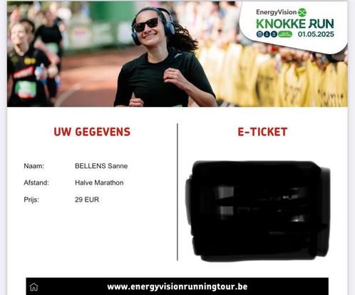 Ticket Halve Marathon Knokke Run 1/5, Tickets en Kaartjes, Evenementen en Festivals, Eén persoon
