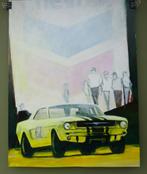 Schilderij acrylverf Ford Mustang race auto circuit Zolder, Enlèvement ou Envoi