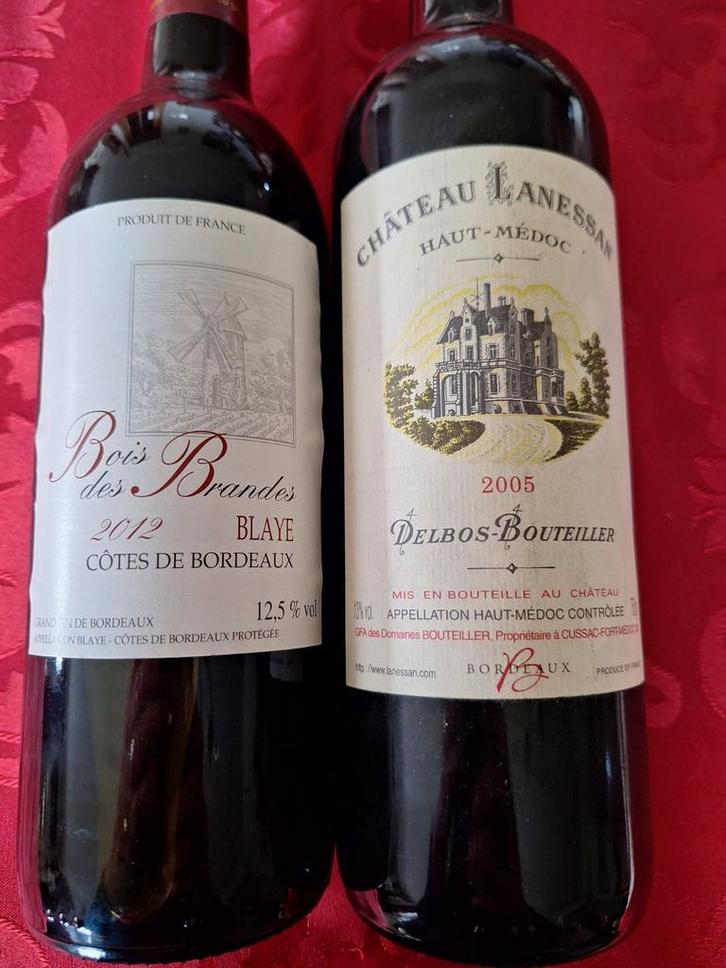 2 flessen wijn uit Bordeaux, Haut Médoc en Côtes de Blaye, Verzamelen, Wijnen, Nieuw, Rode wijn, Frankrijk, Vol, Ophalen